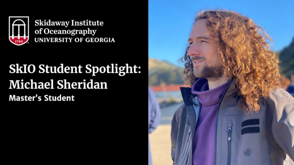 A header graphic with a headshot of Michael Sheridan and text that reads "SkIO Student Spotlight: Michael Sheridan, master's Student."