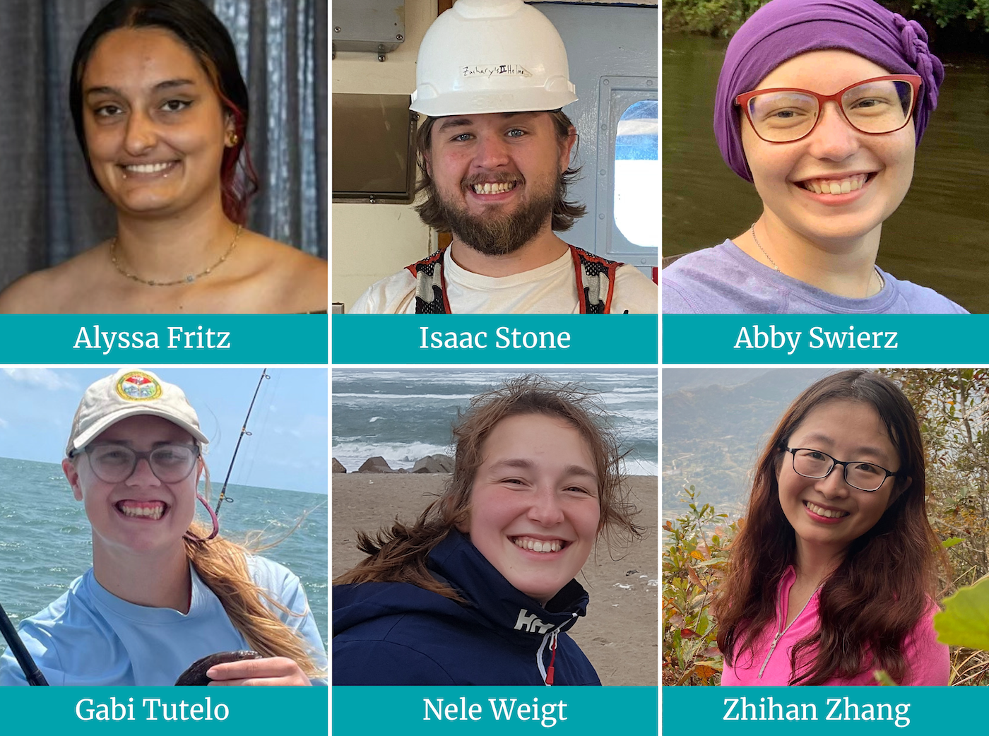 Headshots of all six new graduate students.