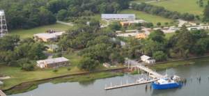 An aerial shot of the Skidaway Institute campus.